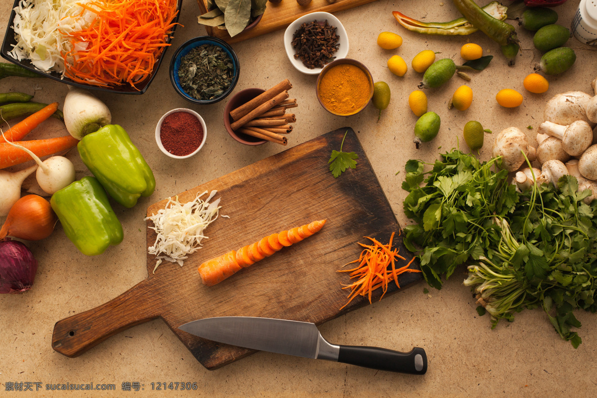 刀子 蔬菜 红萝卜 菜 椒 肉桂 香料 砧板 菜椒 食物 新鲜蔬菜 生物世界
