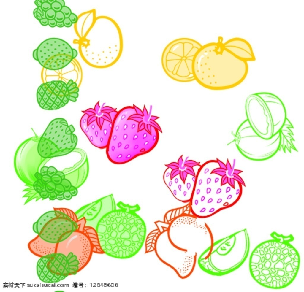 线条水果图片 线条 水果 线条水果 草莓 果 底纹边框 条纹线条