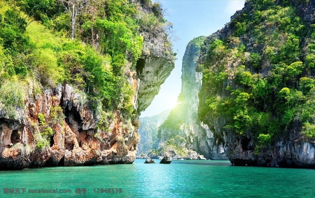 海景 海岛 海峡 峡谷 船 碧海 海洋 海鱼 自然景观 自然风景