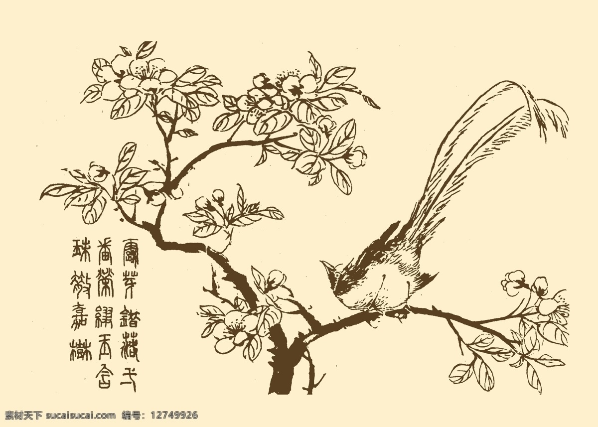 芥子园画谱 翎毛 山水 国画 中国画 水墨画 写意画 禽类 鸟类 鸟 分层 源文件