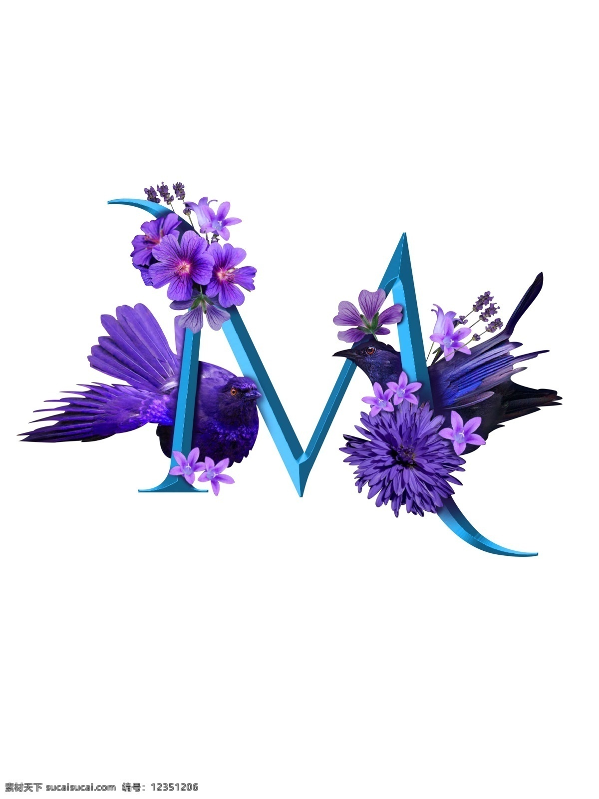 字母 字母m 花鸟 紫色 薰衣草 花 欧式 新中式 中式 地产 元素 高端 品质