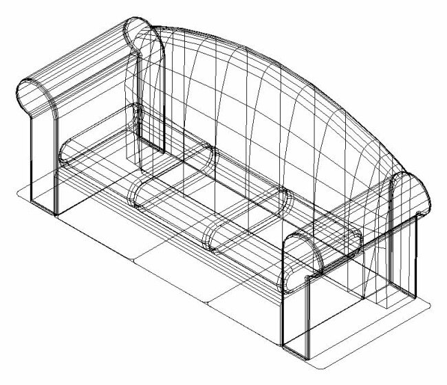 圆弧 靠背 三 人 沙发 3d cad 办公 办公室 模型 座椅 三人 cad素材