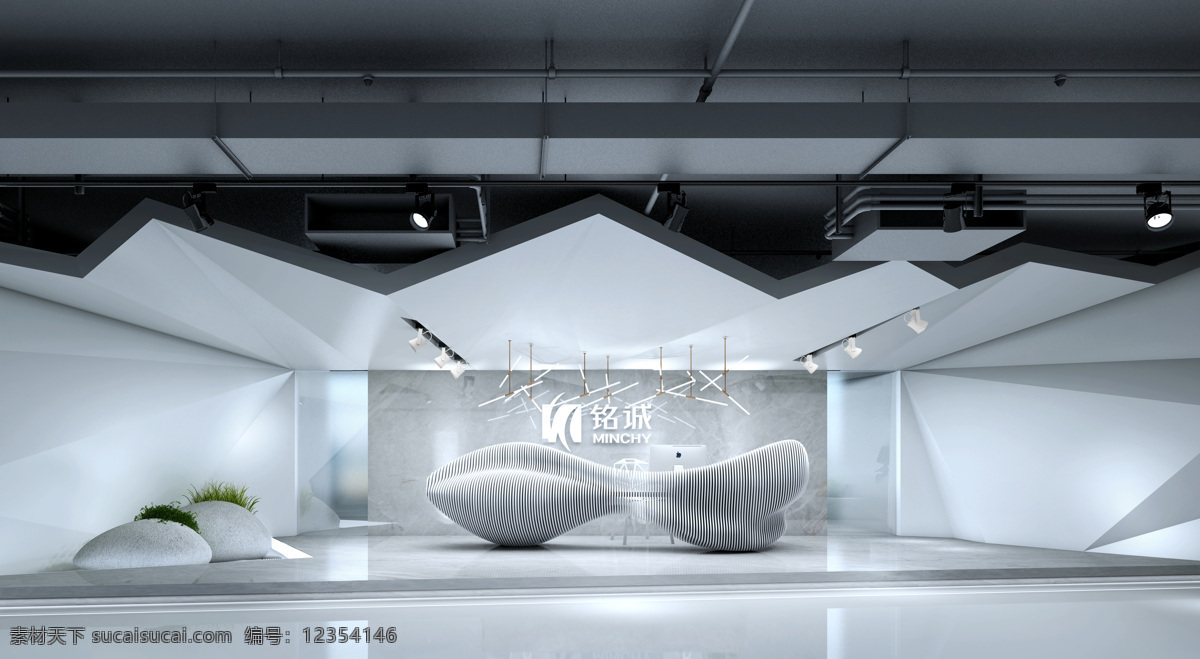 超现代办公室 3d场景建模 超现代风格 工装 简约 室内设计 3d设计 室内模型