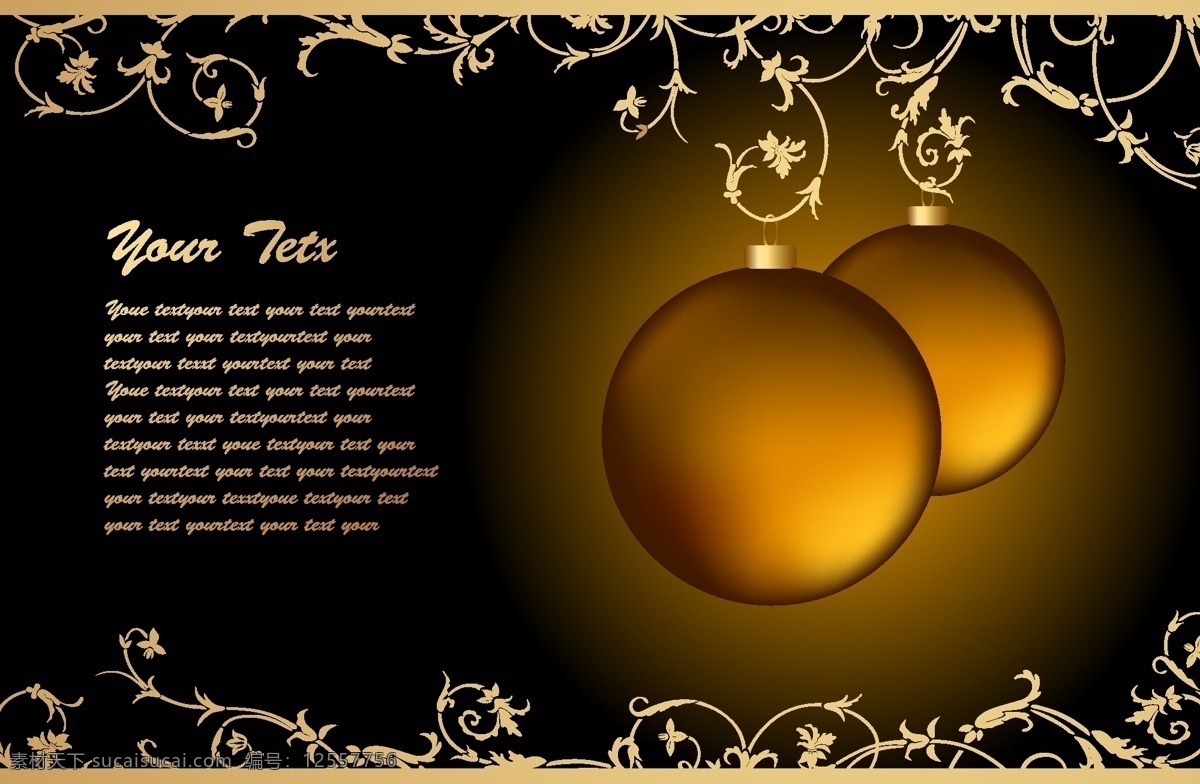 金色 圣诞节 花纹 挂 球 商业矢量 矢量下载 网页矢量 矢量节日 节日素材 其他节日
