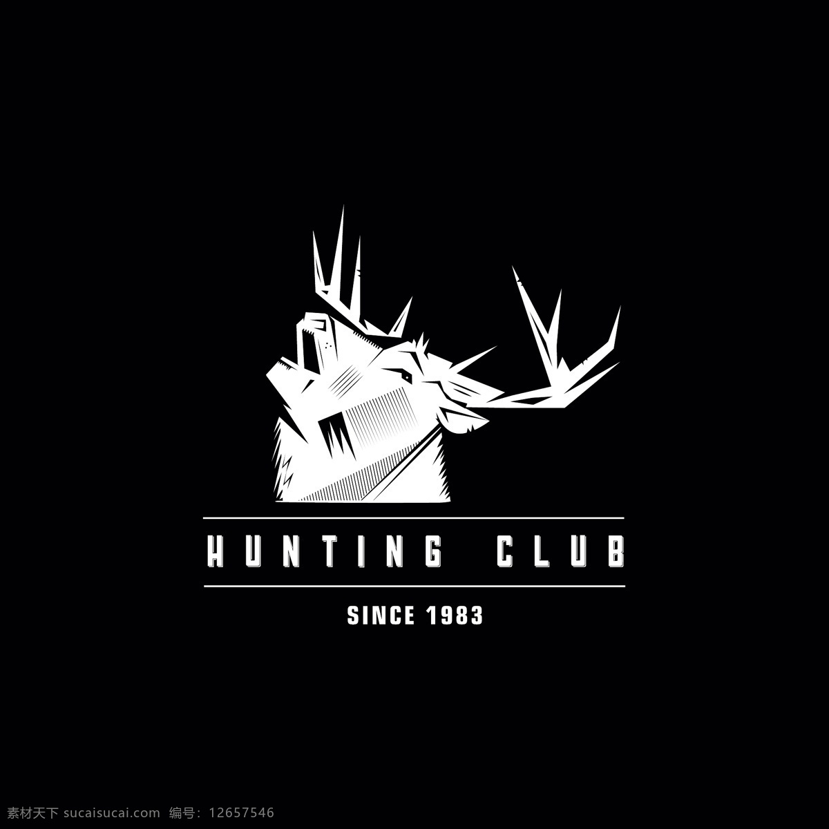 狩猎 俱乐部 标志 复古 动物 老式的标志 鹿 奖杯 驯鹿 徽章 复古的标志 野生 黑色