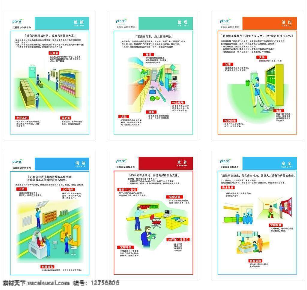 6s 安全 节约 清洁 素养 宣传 整顿 宣传海报 矢量 模板下载 6s宣传海报 整理 清扫 海报 宣传单 彩页 dm