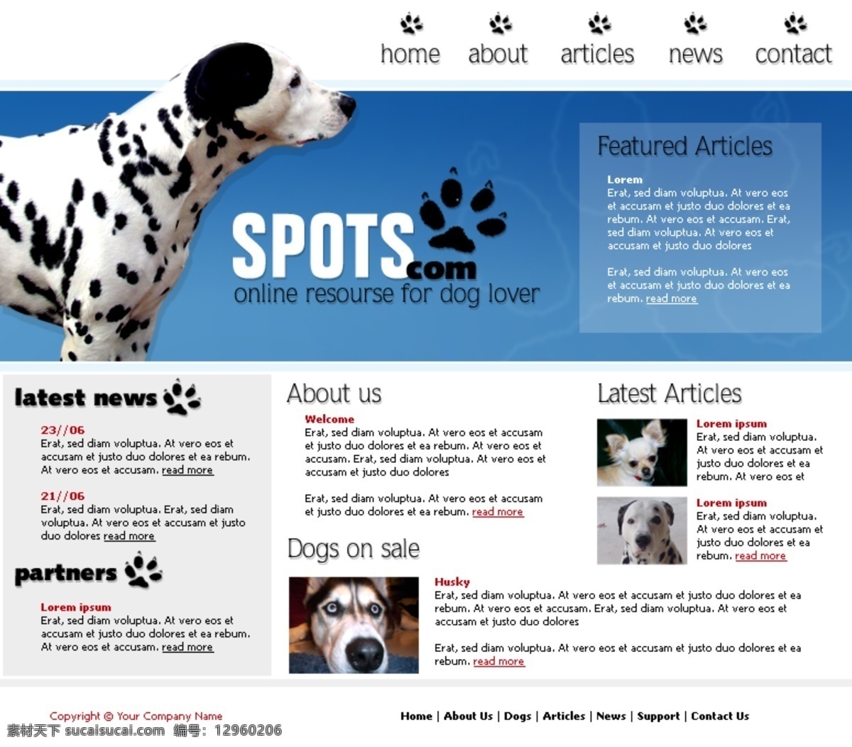 斑点狗 宠物 网页模板 网页素材 网页代码