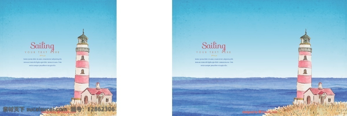 手绘灯塔背景 背景 夏天 房子 手 海 拉 景观 航海 海洋 绘图 元素 海军 灯塔 水手 帆船 帆 抽纱 素描