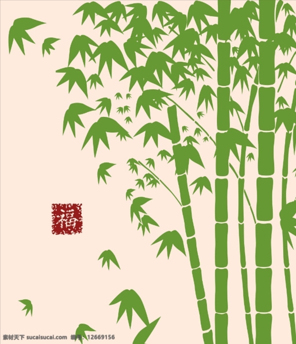 竹子竹叶 福字 绿色 古典 创意 环保 硅藻泥 墙贴 墙纸 古画 墙画 文化艺术 传统文化