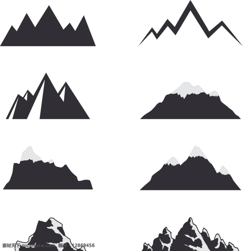 山脉 线条 曲线 抽象 矢量 山峰标志
