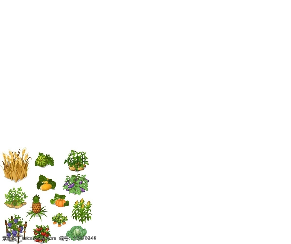 卡通 蔬菜 粮食 曲线 线条 矢量 作物 矢量图 其他矢量图