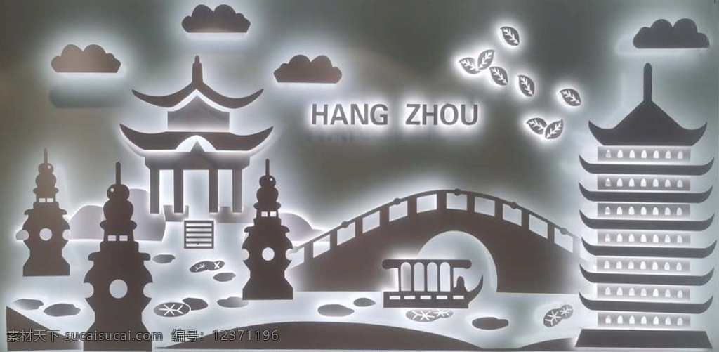 西湖景 公司形象墙 企业形象墙 学校形象墙 三潭印月