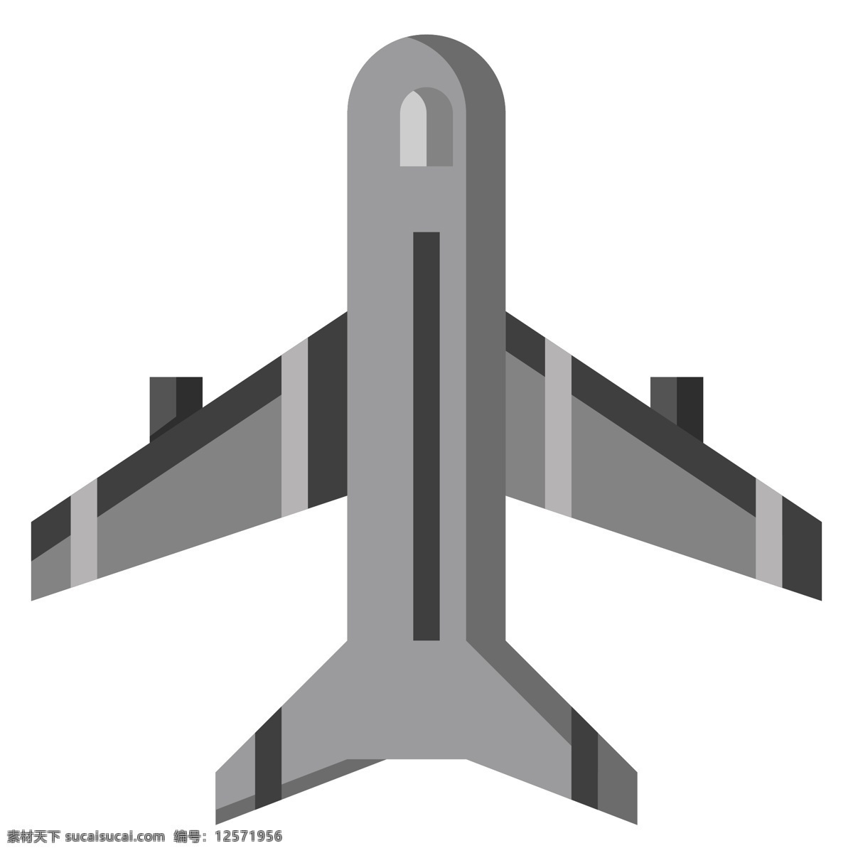 灰色 飞机 俯视图 插画 飞行 交通工具 飞机俯视图 灰色飞机 交通 飞机插图 天空云层