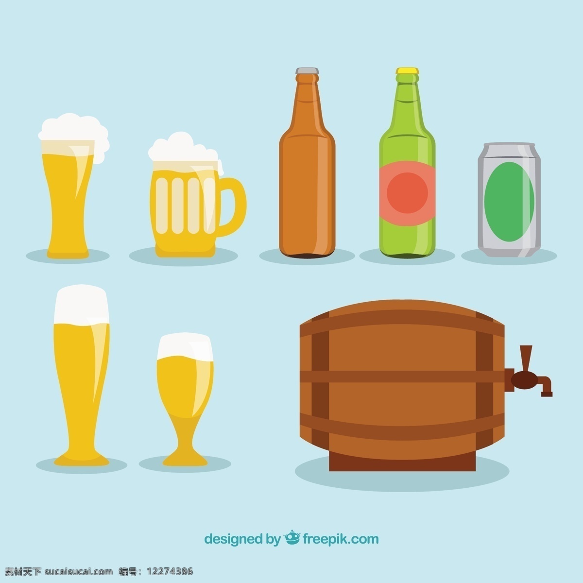 各种啤酒图标 啤酒 自然 图标 小麦 瓶 饮料 天然 杯 酒精 桶 酒精饮料 品种 青色 天蓝色