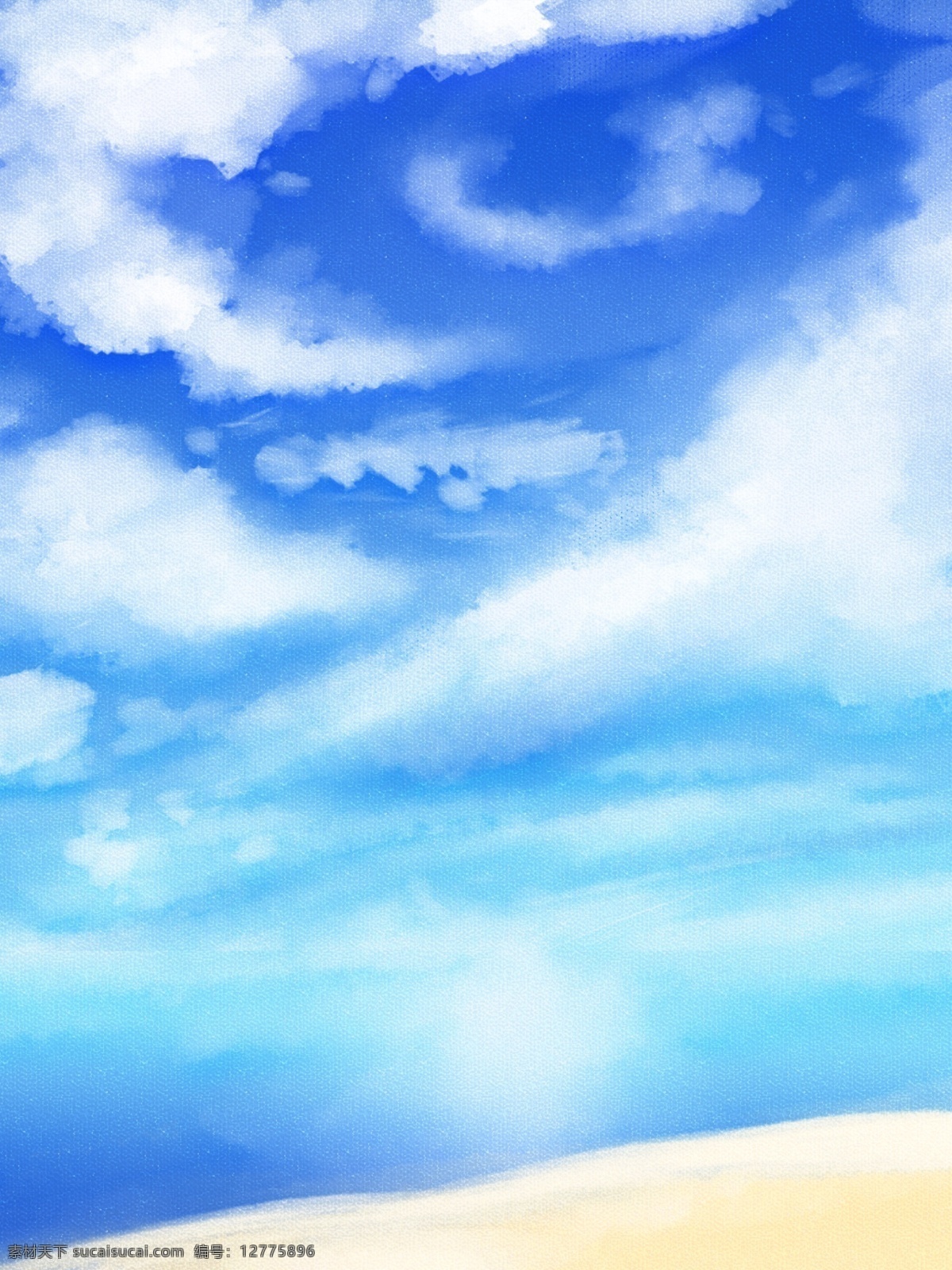 原创 手绘 夏季 夏天 天空 云彩 风景 背景 手绘背景 蓝天白云 天空背景 云彩背景 夏天背景 海边背景
