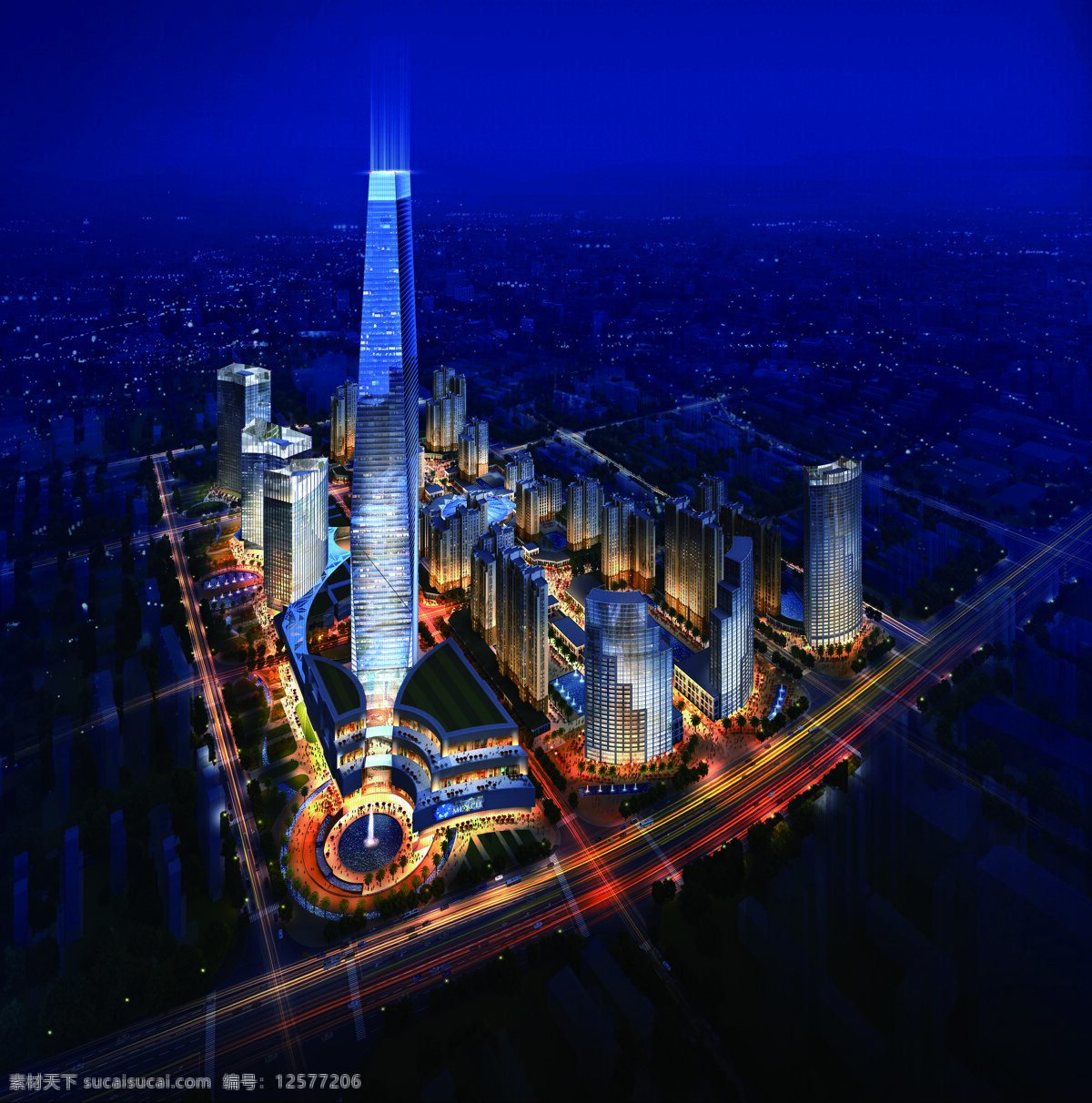 成都 绿地 中心 鸟瞰 夜景 绿地中心 商业综合体 超高层 环境设计 建筑设计