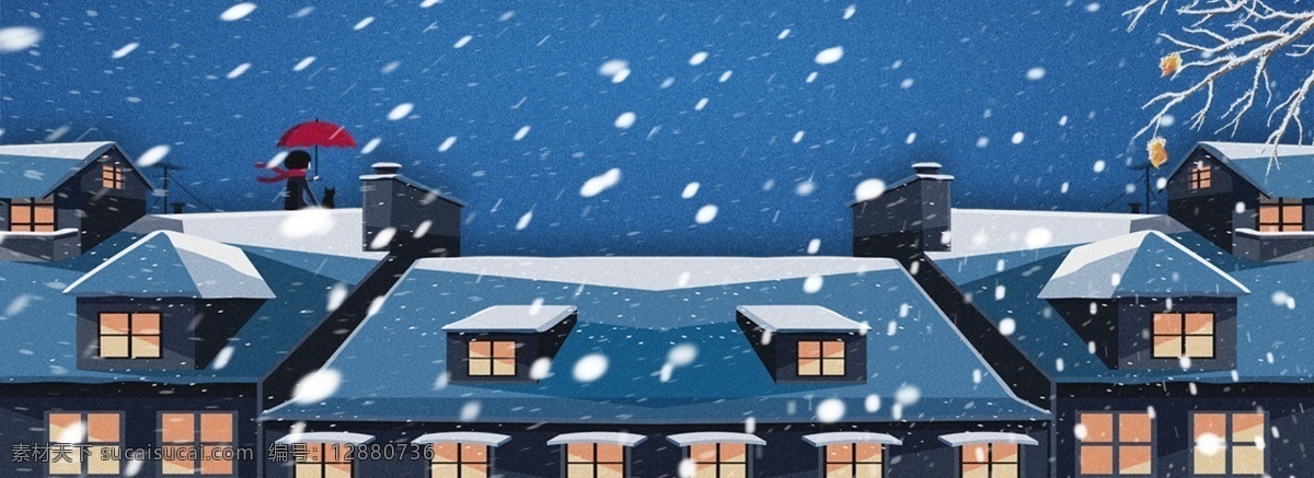 卡通 冬天 大雪 海报 banner 冬季 雪花 促销 背景