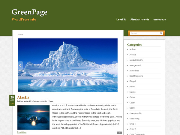绿色 简洁 greepage 博客 主题 模板 wordpress 网页素材 网页模板