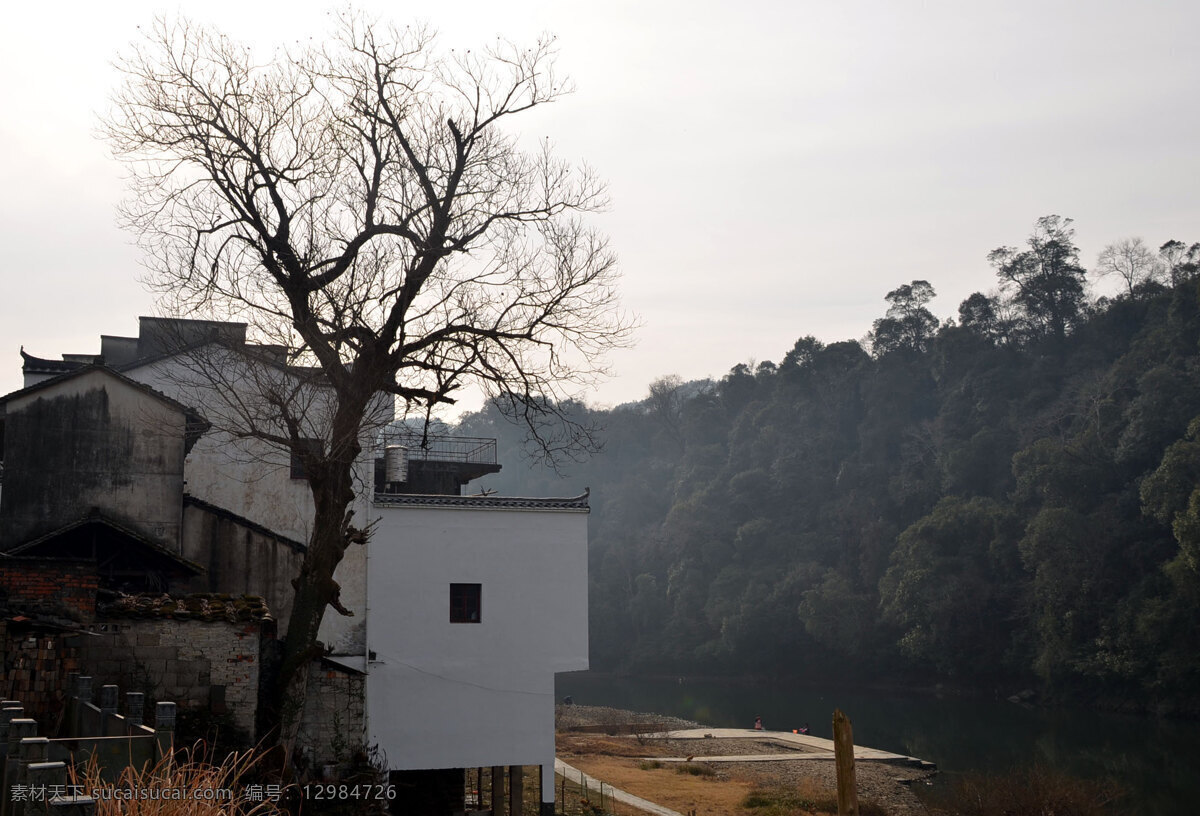 江西 婺源 河边 小路 白色房子 摄影作品 自然景观 山水风景