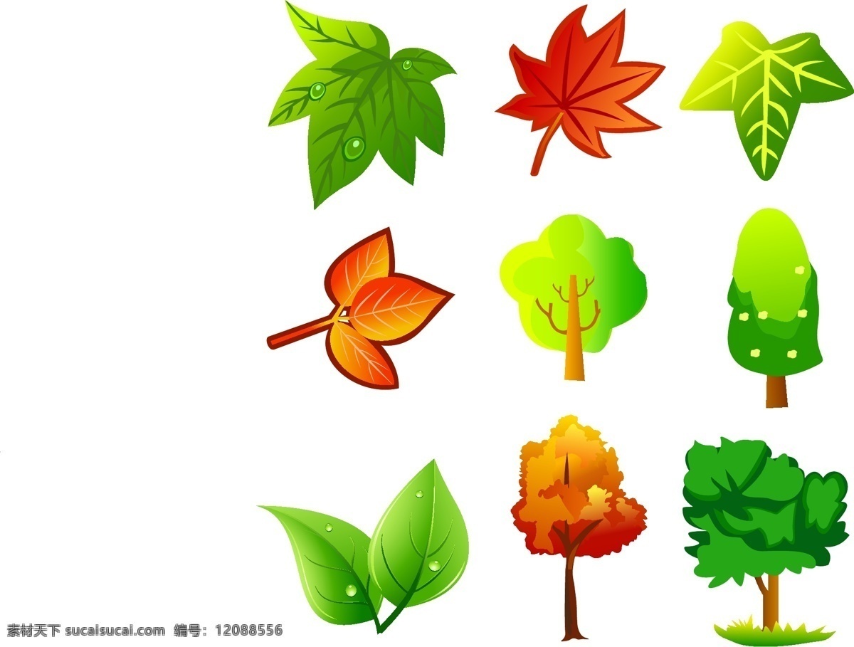 免费 矢量 树叶 植物 自由 向量 自然的树叶 矢量图 日常生活
