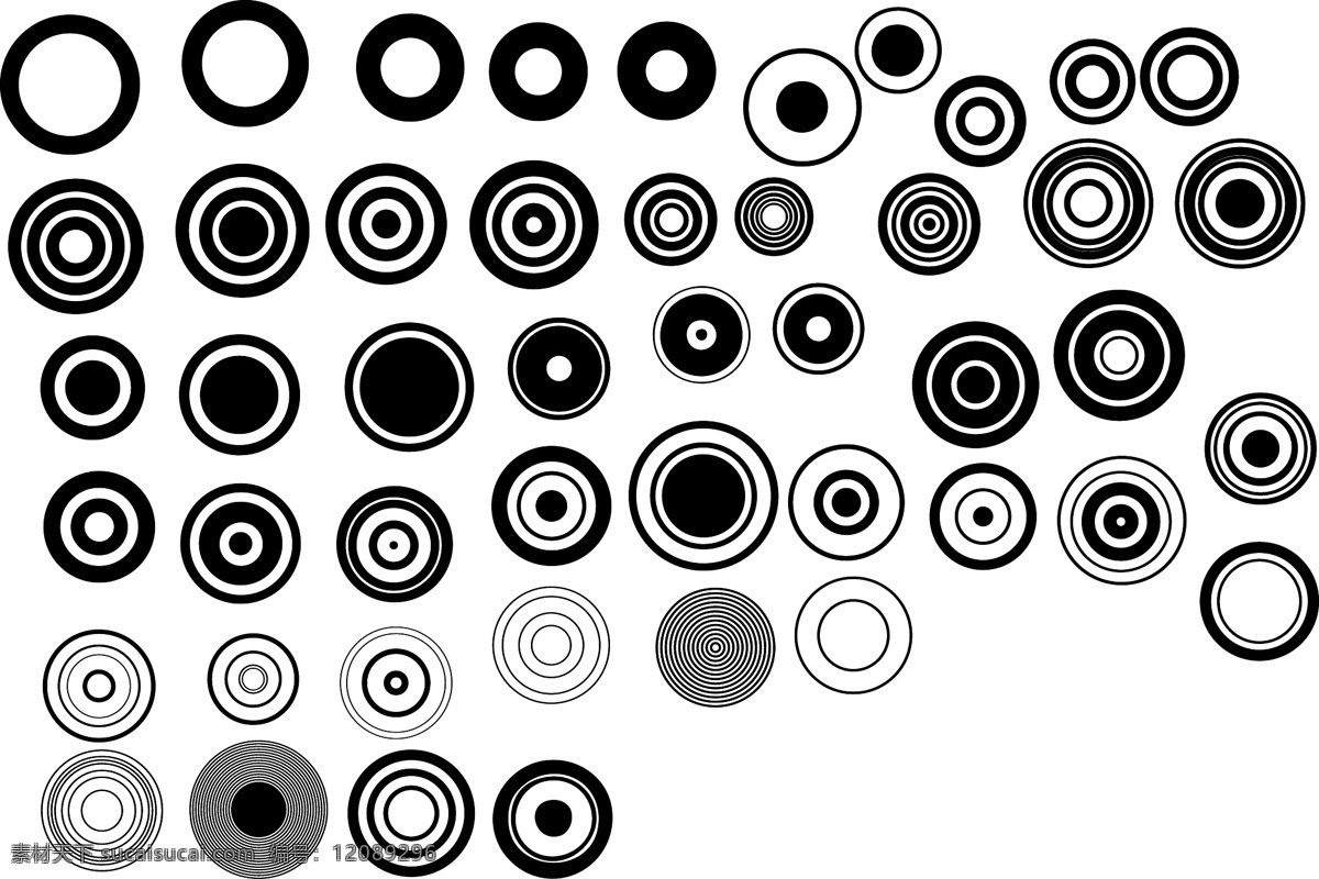 黑白 元素 系列 矢量 简单 圆形 设计元素 矢量素材 圆心 肥牛牛 矢量图 其他矢量图