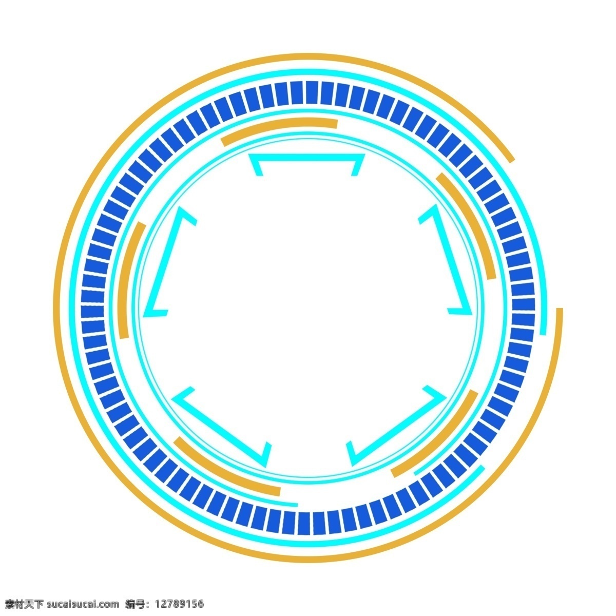 蓝色 黄色 科技 边框 商用 分 图 层 圆形 矩形 原创 科技边框 可商用 分图层 缺口圆形