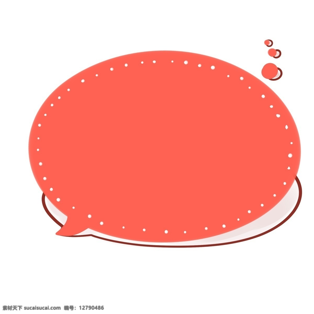 椭圆形 红色 对话框 白色点点描边 投影 小圆圈 边框 好看 鲜艳 实用 手绘 卡通 阴影