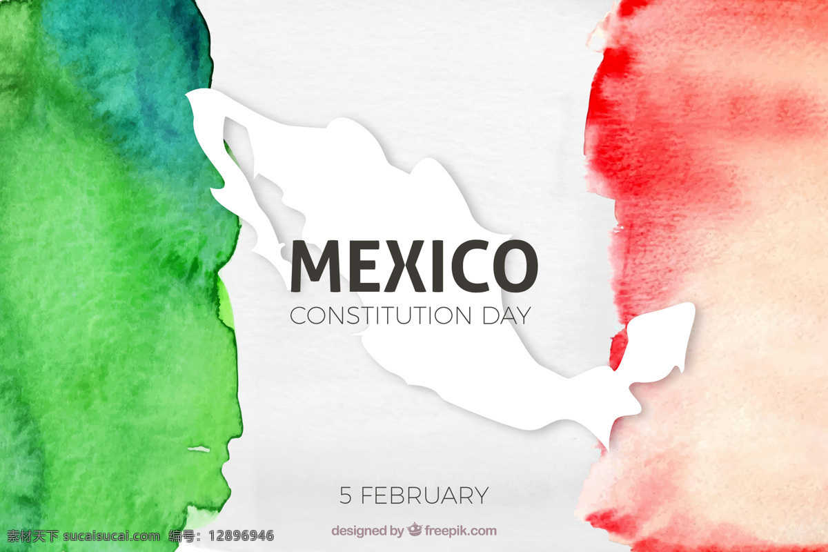 宪法 日 背景 水彩 墨西哥 国旗 水彩背景 庆祝 假日 自由 国家 革命 爱国 二月 民主 权利 爱国主义