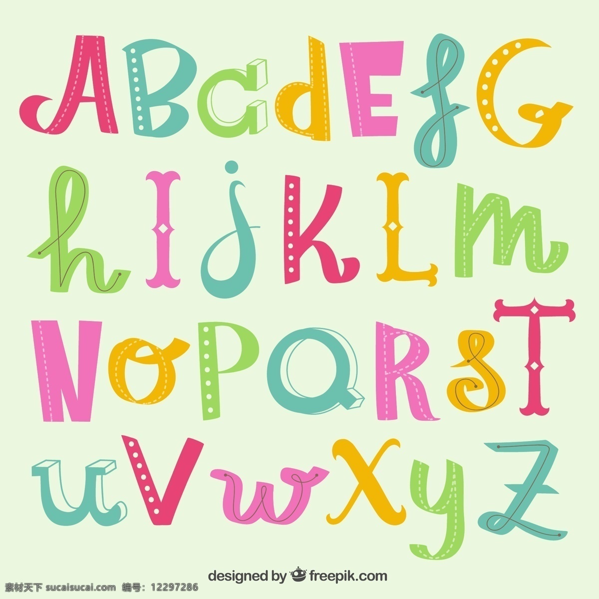彩色 字母 英文字母 艺术字 矢量图 格式 矢量 高清图片