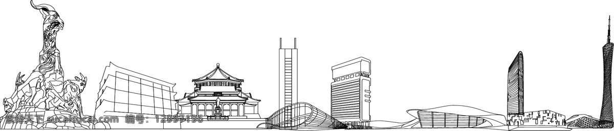 广州 城市 建筑 矢量图 羊城 广州城市 城市建筑 羊城矢量图 环境设计 建筑设计