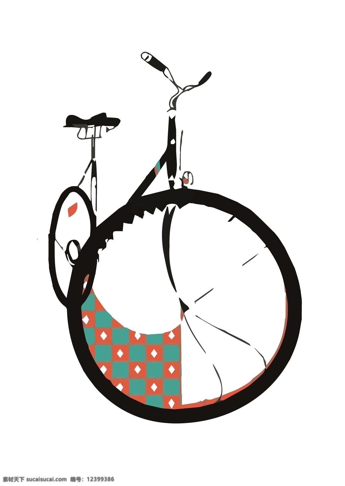 自行车插画 手绘 插画 自行车