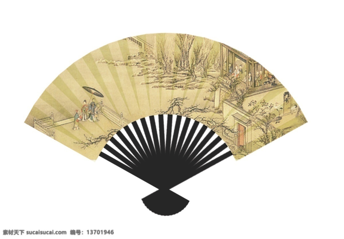 古画 扇子 古扇 分层 psd源文件