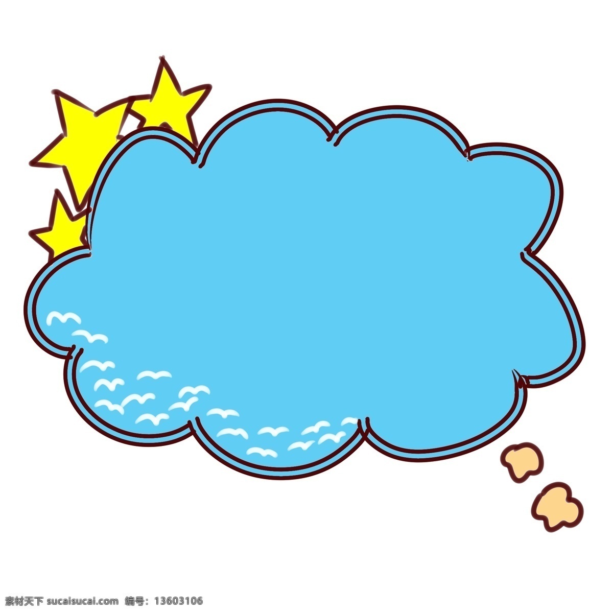 海鸥 云朵 气泡 框 插图 蓝色 星星 气泡框