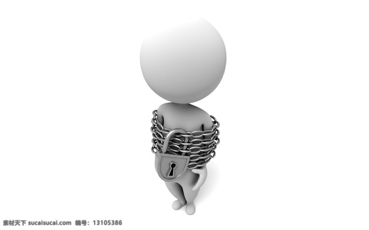 3d 小人 3d小人 捆绑 锁头 铁链 卡通 动漫 可爱