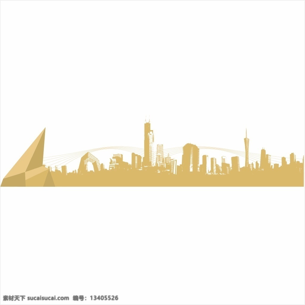 城市综合剪影 黑白剪影