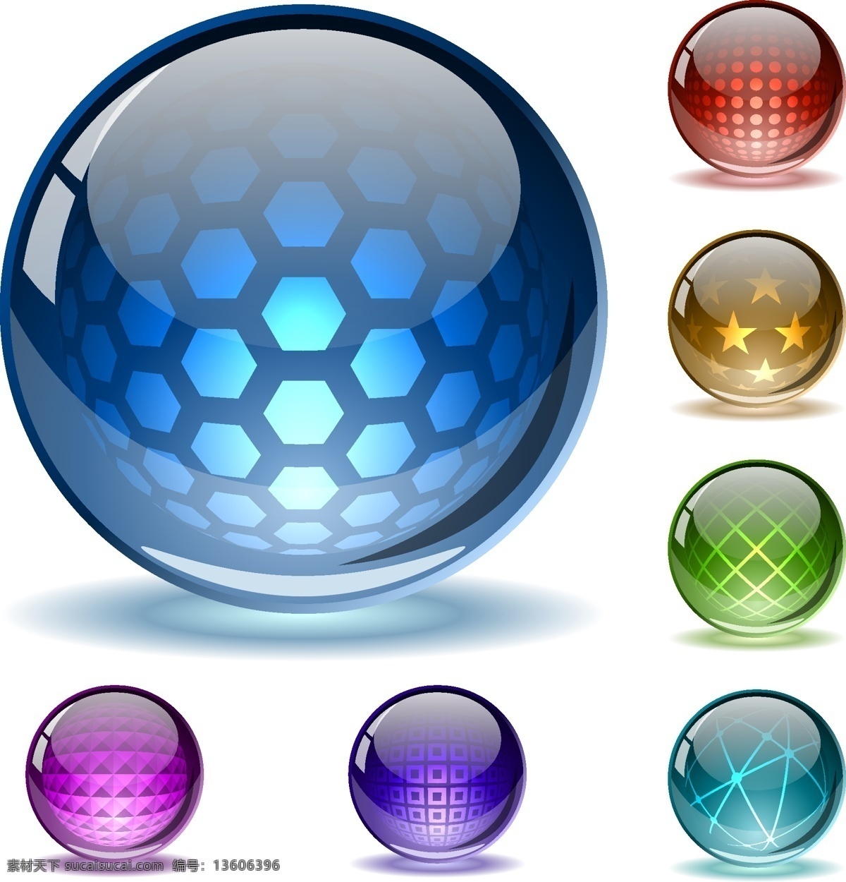 精美 质感 图标 玻璃球 高尔夫球 高光 高清 光芒 光球 幻彩 精致 球 足球 圆 魔法球 五彩 矢量素材 水晶球 矢量图 其他矢量图