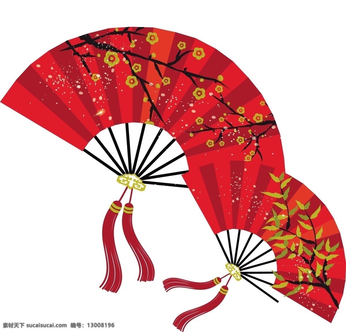 扇子矢量 扇子 矢量扇子 梅花扇子 红色扇子 春节元素 文化艺术 节日庆祝