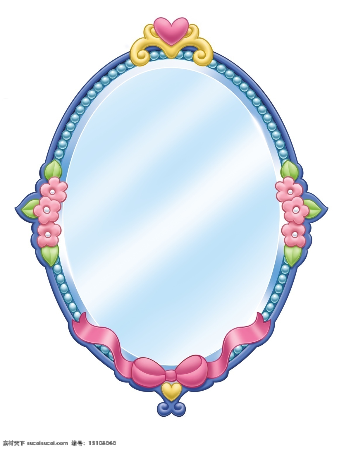 可爱 卡通 公主 镜子 高贵 花 欧式镜子 psd源文件