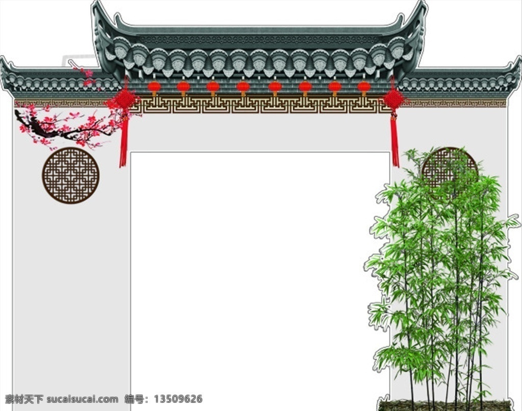 江南 建筑 风格 门 头 江南建筑 门头 分层 设计竹 古风