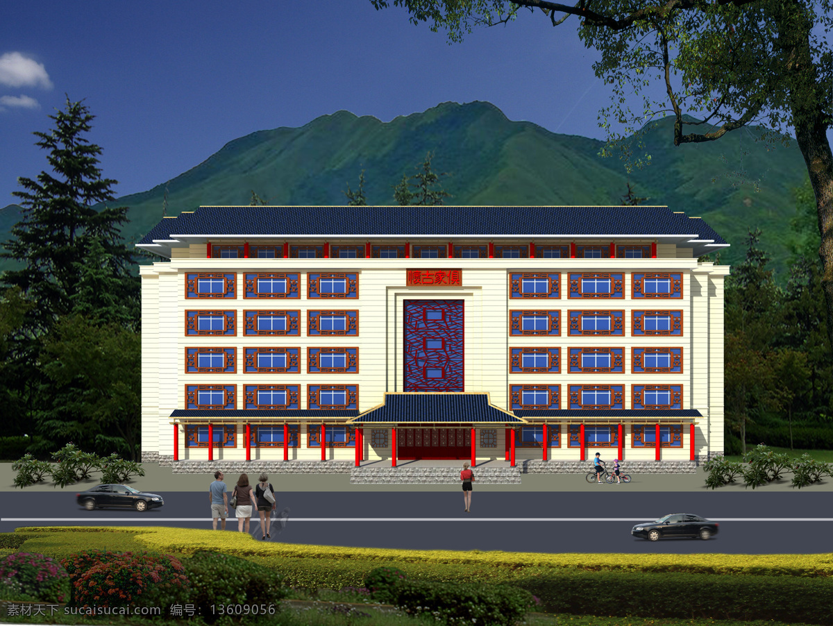 建筑 效果图 办公楼 草图大师 方案 环境设计 建筑设计 建筑效果图 立面 家居装饰素材