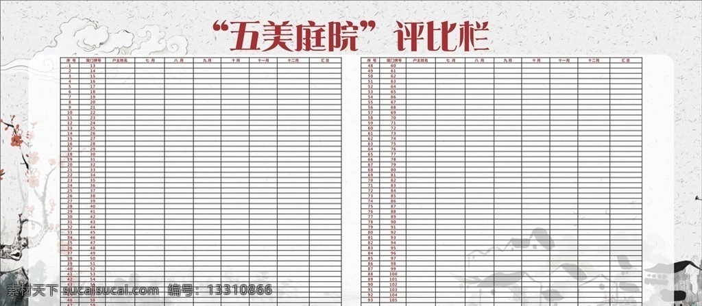 优美庭院 五美 庭院 评比栏 中国风 山水 古代 乡村文化 美丽乡村 评创办法 徽派展板 屋檐 中国风展板 战略内容 水墨 党建展板 党建 海报 展板 展架 矢量图 展板模板
