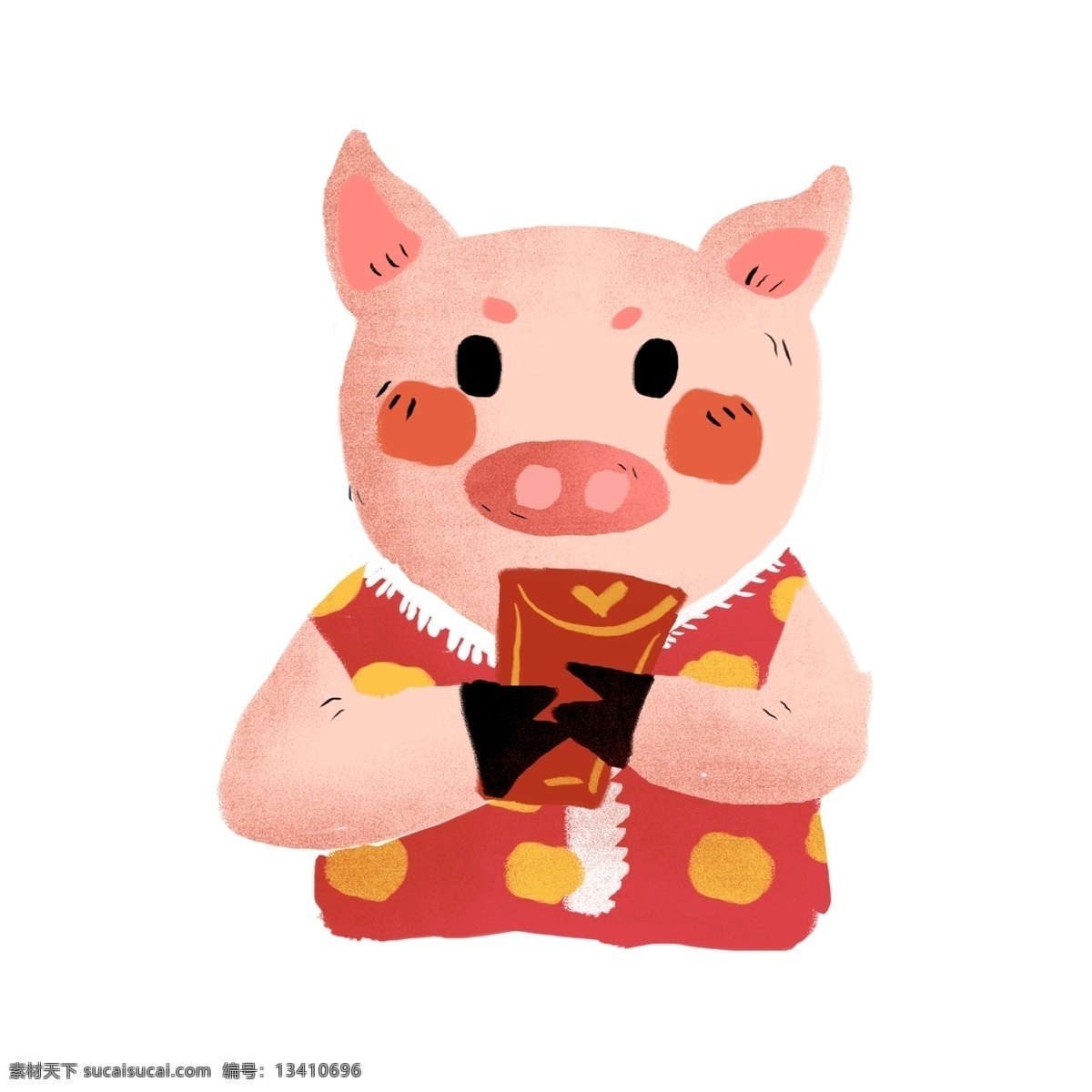 春节 红包 拜年 小 猪 卡通 可爱 动物 小猪 穿花衣 过年 2019年 猪年元素 小猪形象 猪年形象