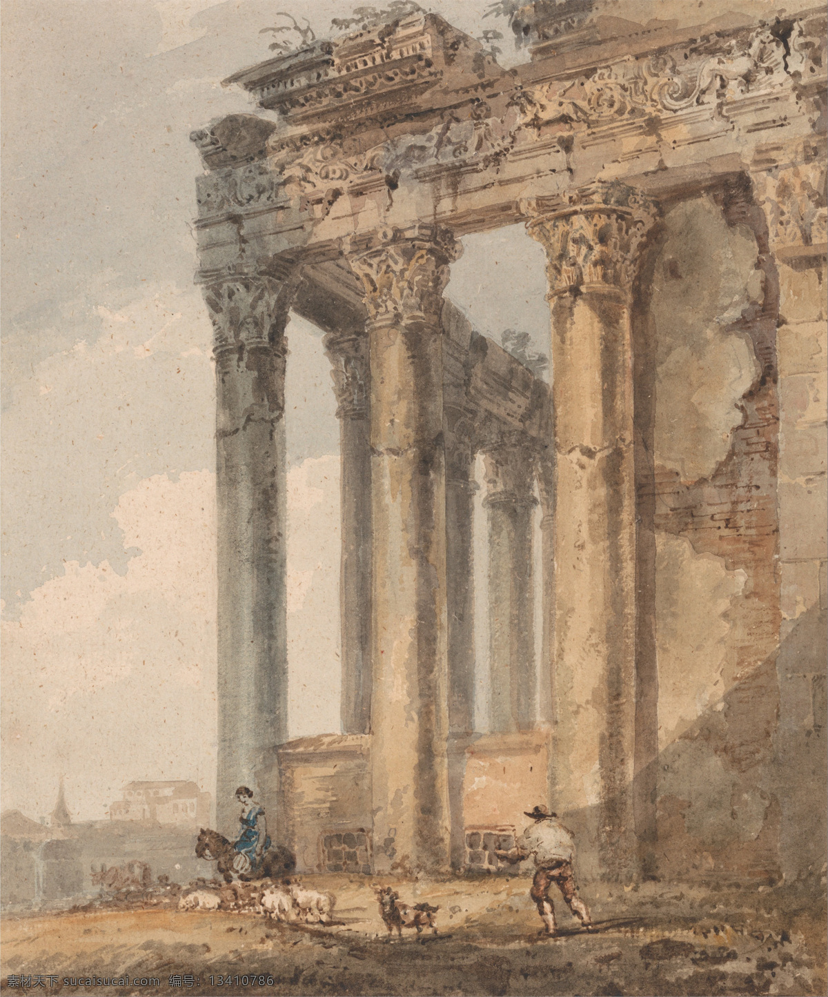 风景油画 托马斯 吉尔丁 油画作品 著名油画 国外油画 西方古典油画 油画 艺术 安托宁 福斯蒂纳寺 建筑 放牧 放羊 遗址 寺 景观艺术 英国画家 托马斯吉尔丁 耶鲁大学 英国 艺术中心 绘画书法 文化艺术