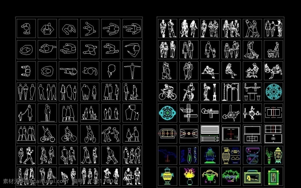 人物cad 车 cad 平面 dwg 环境设计 施工图纸