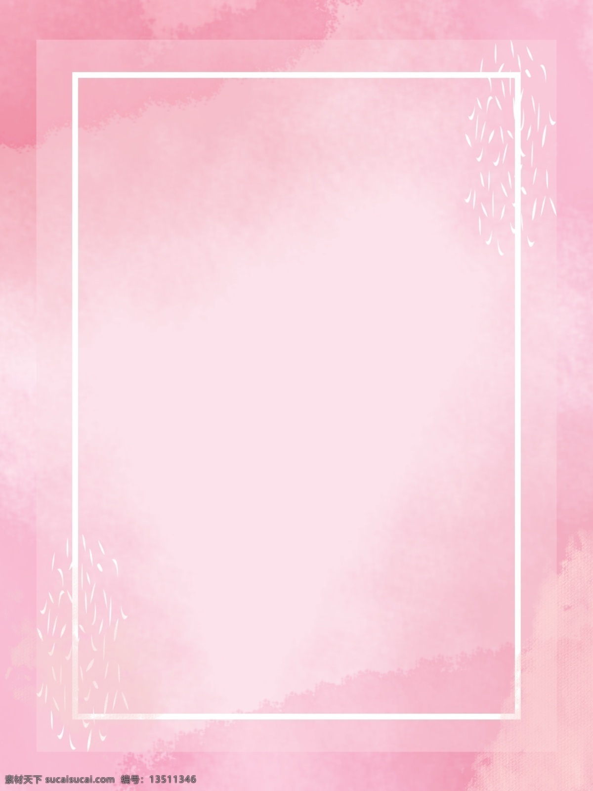 全 原创 水彩 简约 粉色 背景 蓝色 小清新 边框 白云 鲜花 质感 青色 全原创