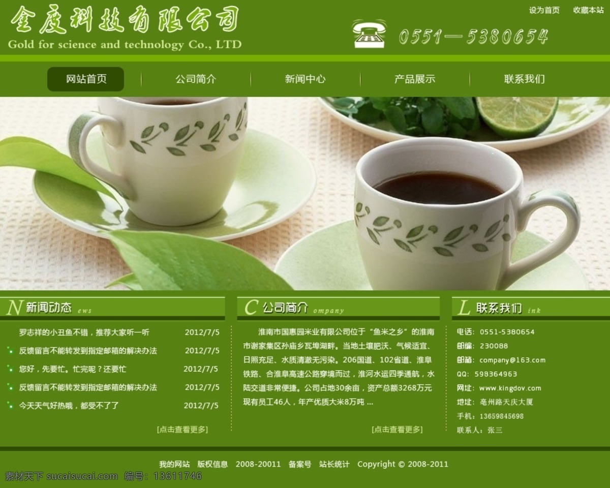 绿色 公司 网页 模版 风格 大气 简易 企业站 网页模板 源文件 中文模版 五导航 网页素材