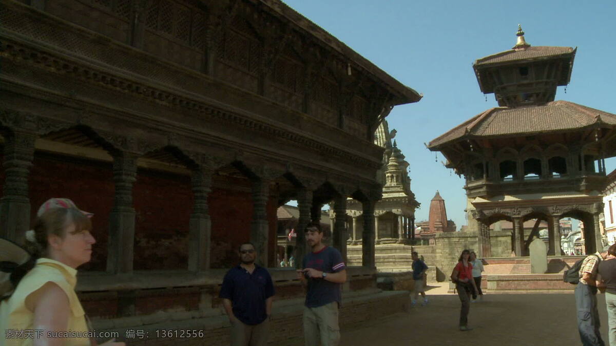 游客 尼泊尔 股票 录像 观察 寺