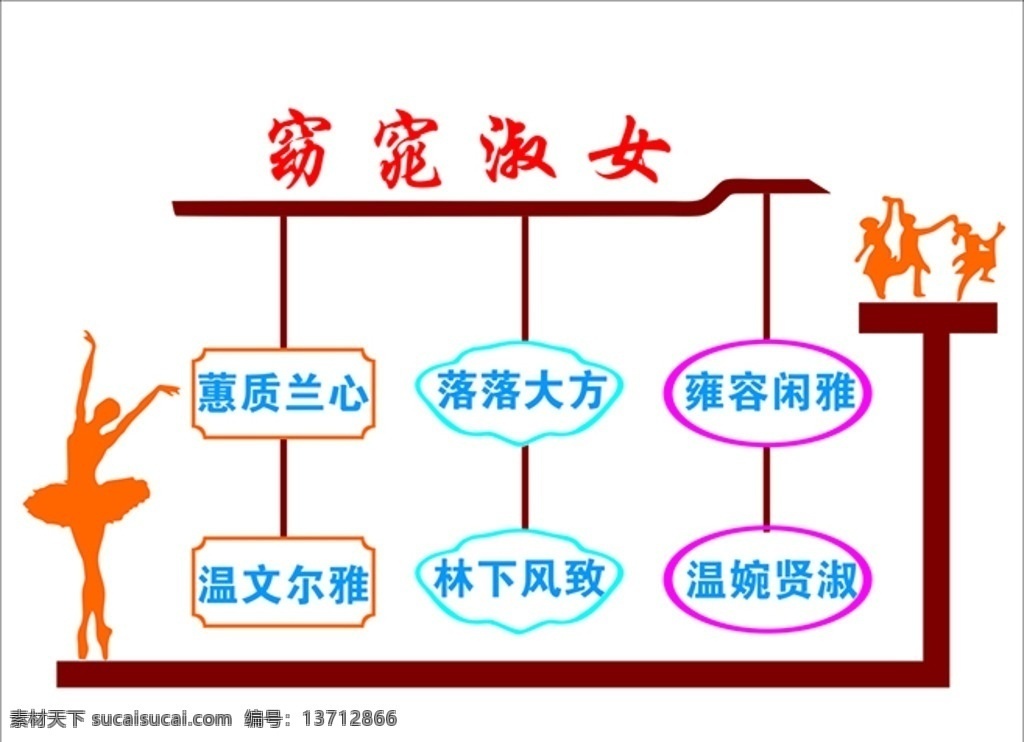 宿舍文化 雕刻 窈窕淑女 展板 背景 文化墙 校园文化 室内广告设计