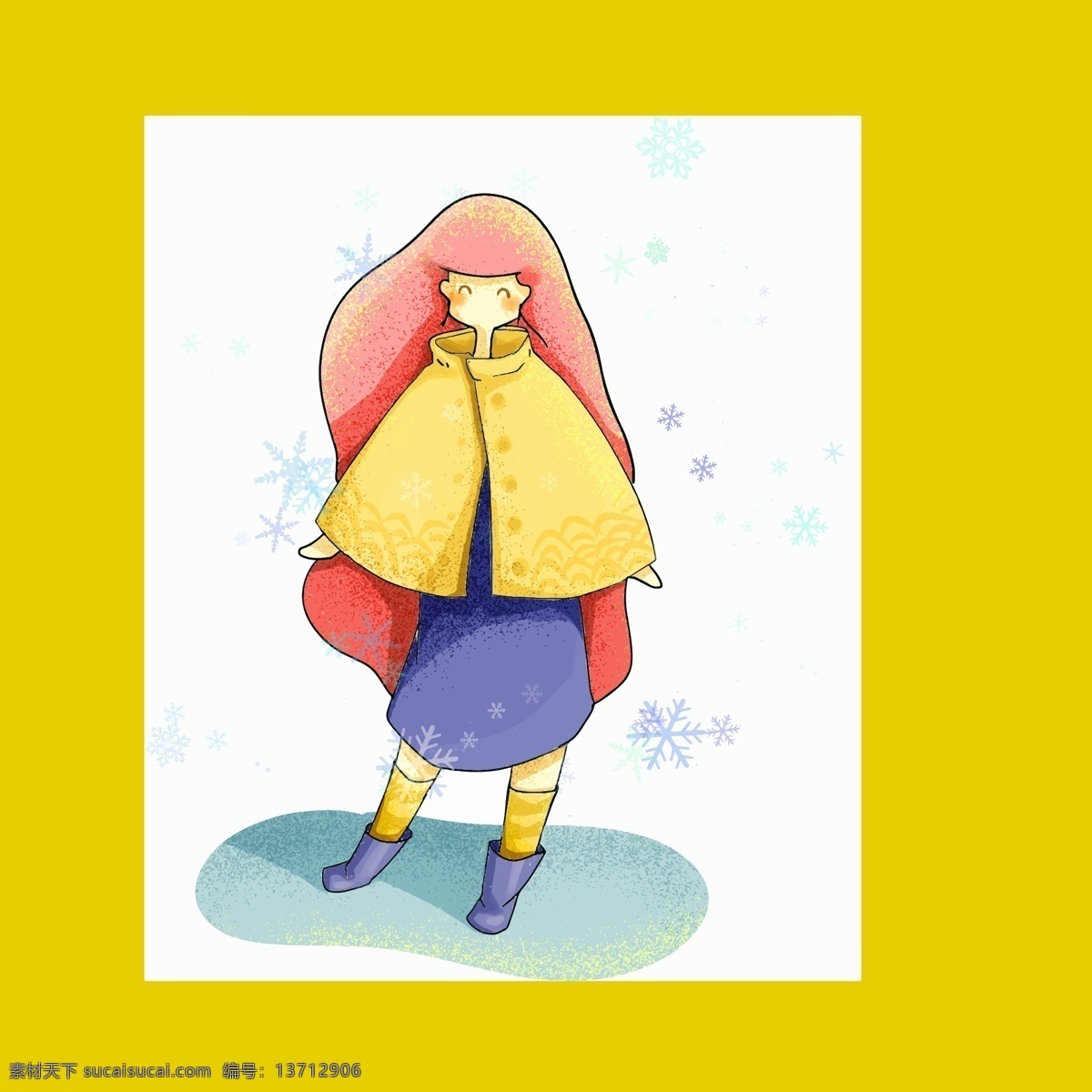 冬装 人物 商用 元素 冬季 冬天 服装 插画 大衣 羽绒服 手绘