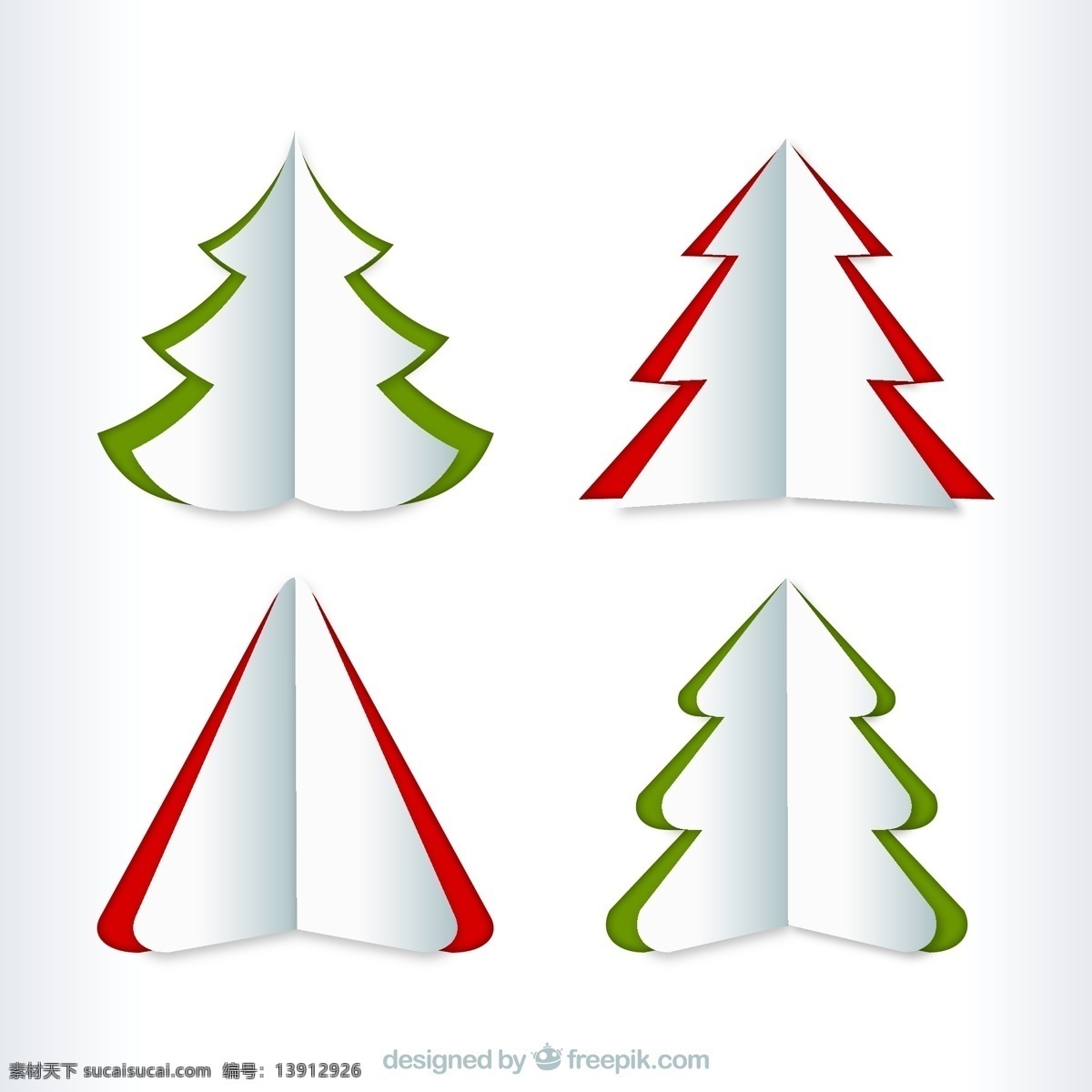 创意 折纸 圣诞树 立体 白色